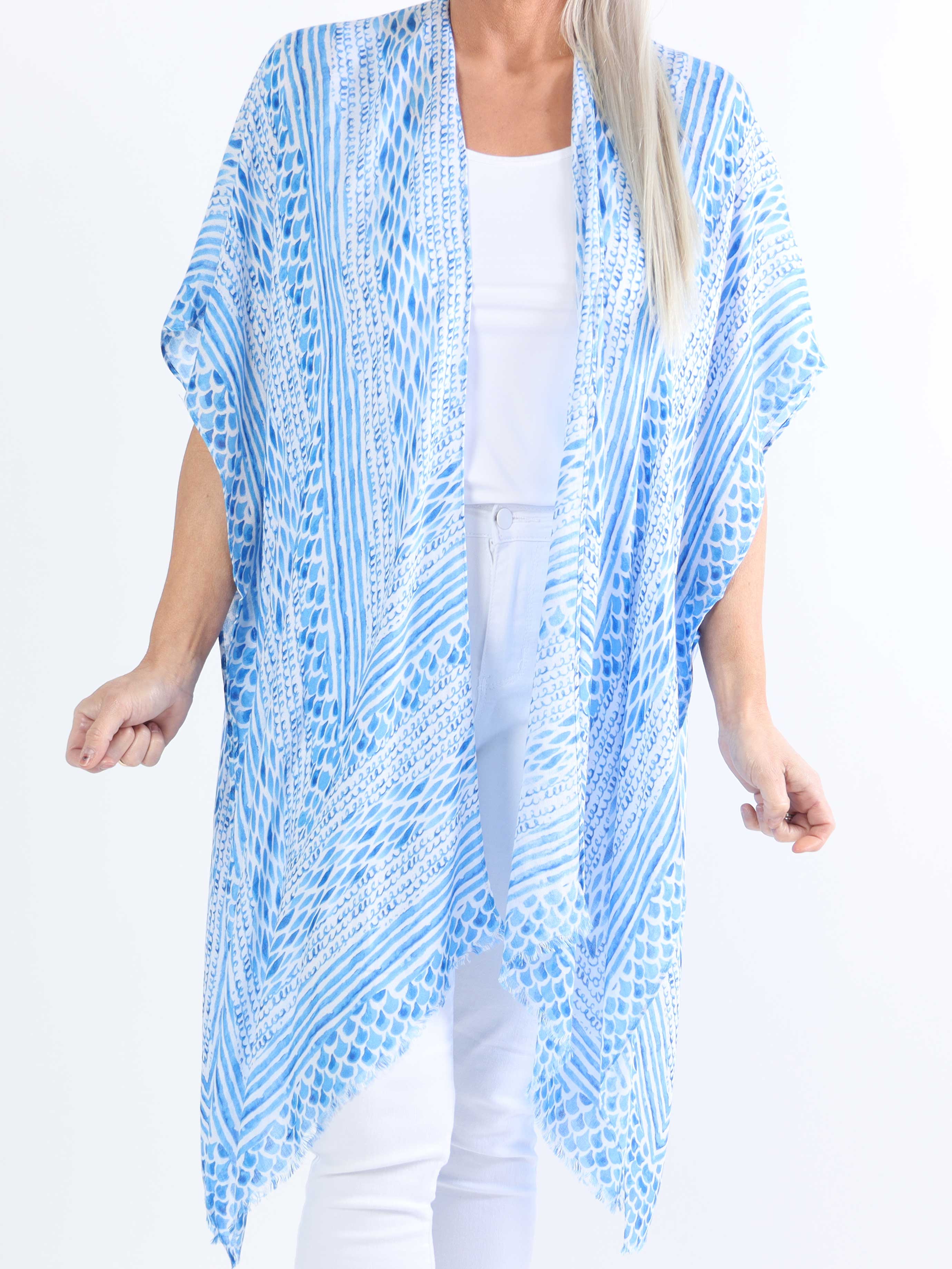 Alexandrine snake - Let og luftig plus size kimono i bomuld